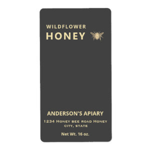 Etiqueta Abeja dorada minimalista moderna con miel