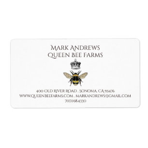 Etiqueta Abeja Reina Y Granja De Corona O Pie