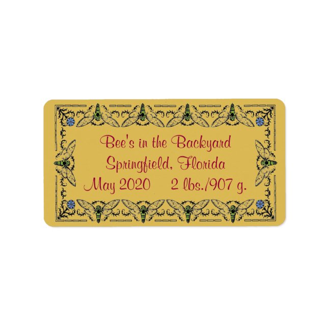 Etiqueta Abejas de miel en el patio trasero (Frente)