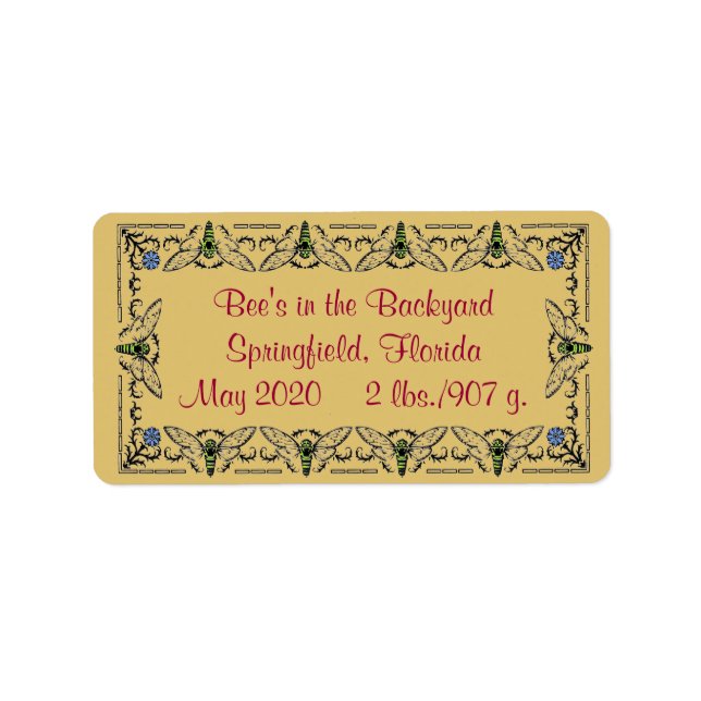 Etiqueta Abejas en el patio trasero (Frente)