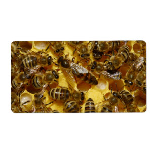 Etiqueta Abejas en la colmena con reina en el medio