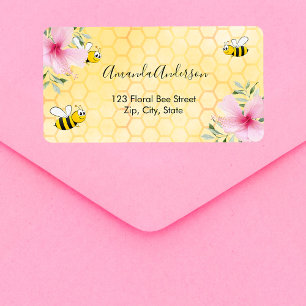Etiqueta Abejas zumbadoras panal de miel amarillo dirección