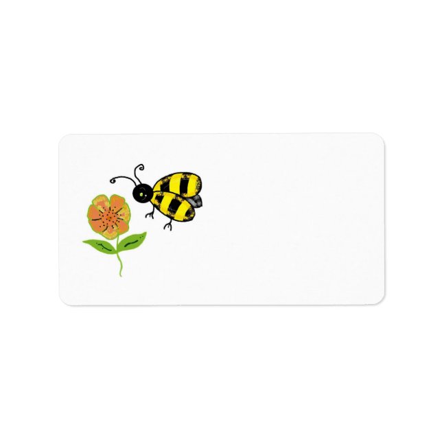 Etiqueta Abejorro con Flor Naranja (Frente)