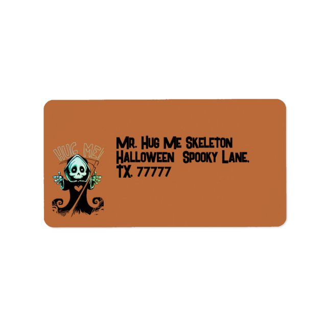 Etiqueta Abrazarme es Halloween (Frente)