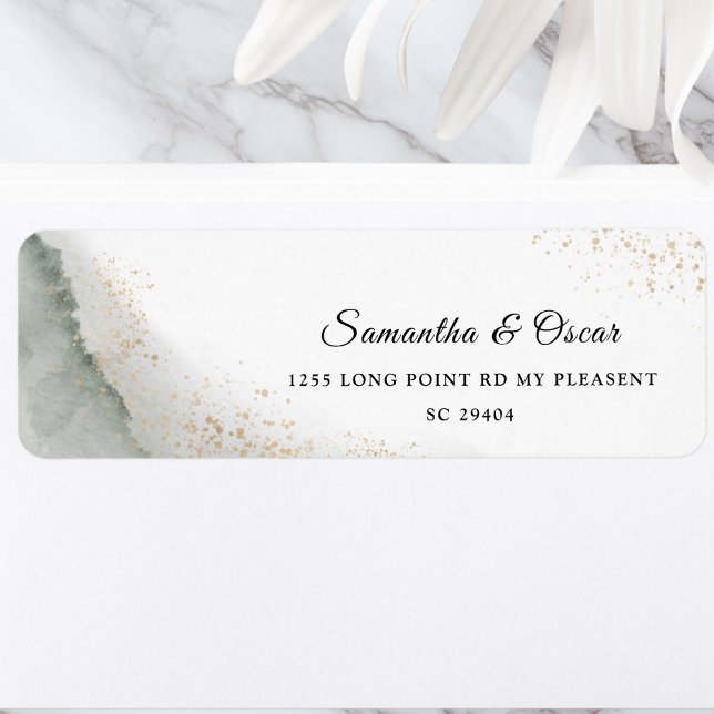 Etiqueta Abstracto Acuarela Green Bruskes & Gold (Subido por el creador)