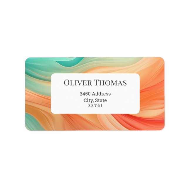 Etiqueta Abstracto de terracota y acuarela verde jade (Frente)