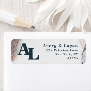 Etiqueta Abstrato Moonlight Blue Monogram Return Address