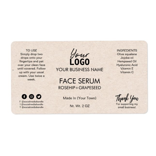 Etiqueta Aceite de pelo Beige Profesional (Frente)