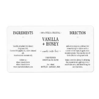 Etiqueta Aceite esencial simple embotellado cosmético
