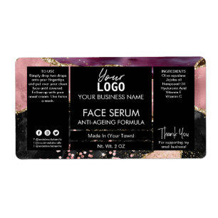 Etiqueta Ácido Oro Rosa Cara Y Aceite De Pelo Sérico
