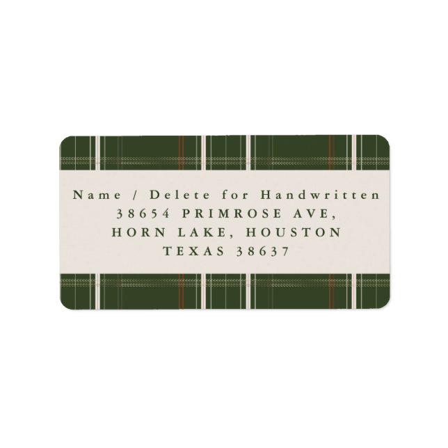 Etiqueta Acogedora y tradicional Cabaña, dirección verde pr (Frente)