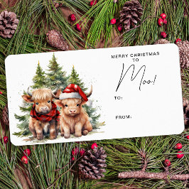 Etiqueta Acogedores animales de granja de vacas en Highland