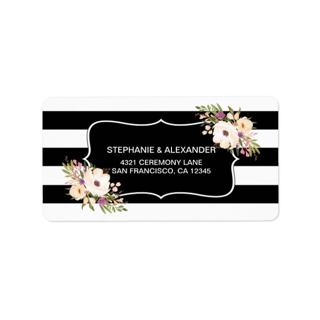 Etiqueta Acuarela Anemone Blooms Dirección Responsable (Frente)