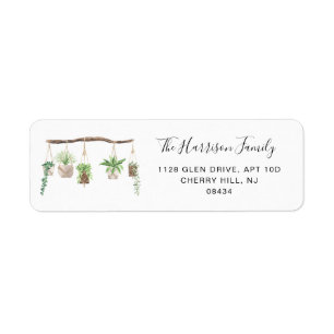 Etiqueta Acuarela Boho Hanging Plants