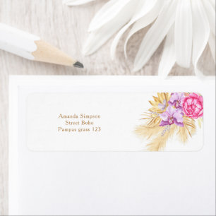 Etiqueta Acuarela boho hierba pampas - Shower de bebé