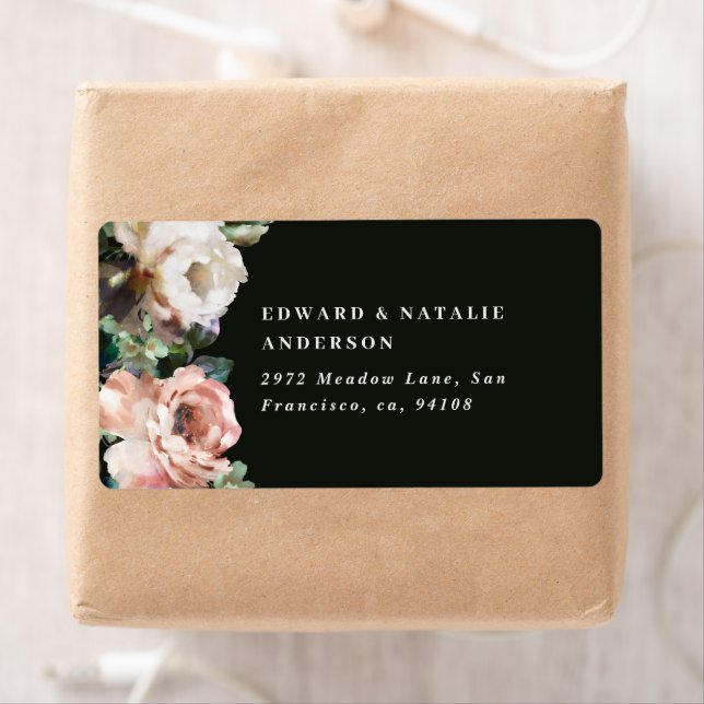 Etiqueta acuarela botánica elegante oscuro moderno rústico (In situ)