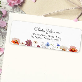 Etiqueta Acuarela Colorida Parada de Flor Silvestre