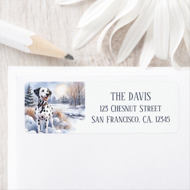 Etiqueta Acuarela Dalmatian de vibraciones de invierno - Di (In situ)