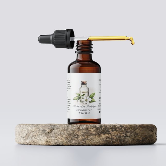 Etiqueta Acuarela De Aceites Esenciales De Jazmín Botánico (Botanical Jasmine Essential Oils Watercolor Label)