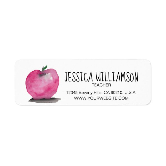 Etiqueta acuarela de Apple PERSONALIZADA, profesor (Frente)