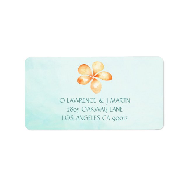 Etiqueta Acuarela de la isla de Plumeria Amarilla (Frente)