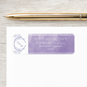 Etiqueta Acuarela de lavanda elegante, Boda de monograma