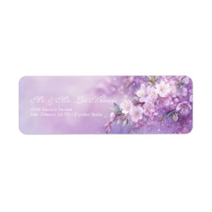 Etiqueta Acuarela de lavanda etérea flor de cerezo