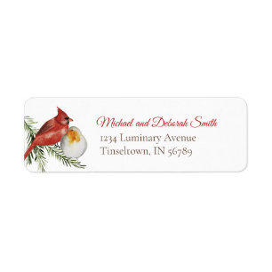 Etiqueta Acuarela de Navidades Cardinales y Evergreen