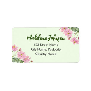 Etiqueta Acuarela de negocios Anema japonés suave rosa