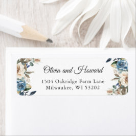Etiqueta Acuarela Dusty Azul Beige Rústico Boho Floral