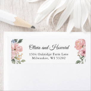 Etiqueta Acuarela Dusty Azul Rosa Floral Rústica