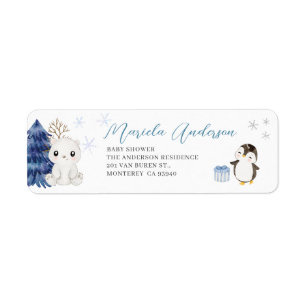 Etiqueta Acuarela Elegante Bodega de animales del Ártico in