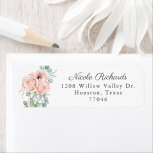 Etiqueta Acuarela Feminiana Floral Rosa y Beige