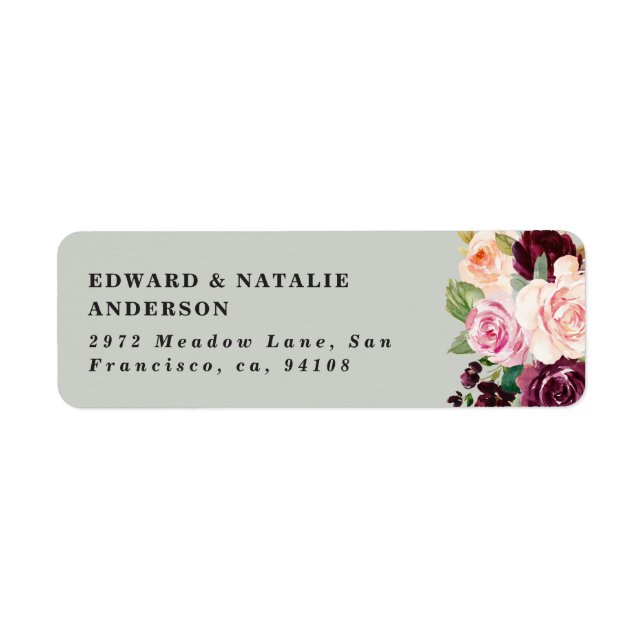 Etiqueta acuarela floral y follaje botánico (Frente)