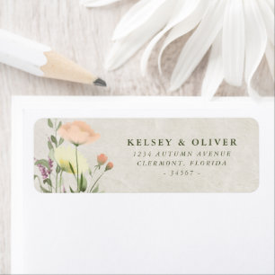 Etiqueta Acuarela Flores silvestres Boda Bride Groom