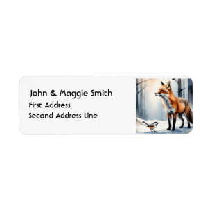 Etiqueta Acuarela Fox Chickadee Wildlife Nature Animal