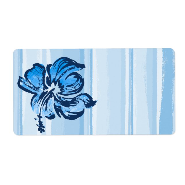 Etiqueta Acuarela Hibiscus Hawai Tropical (Frente)