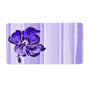 Etiqueta Acuarela Hibiscus Hawai Tropical