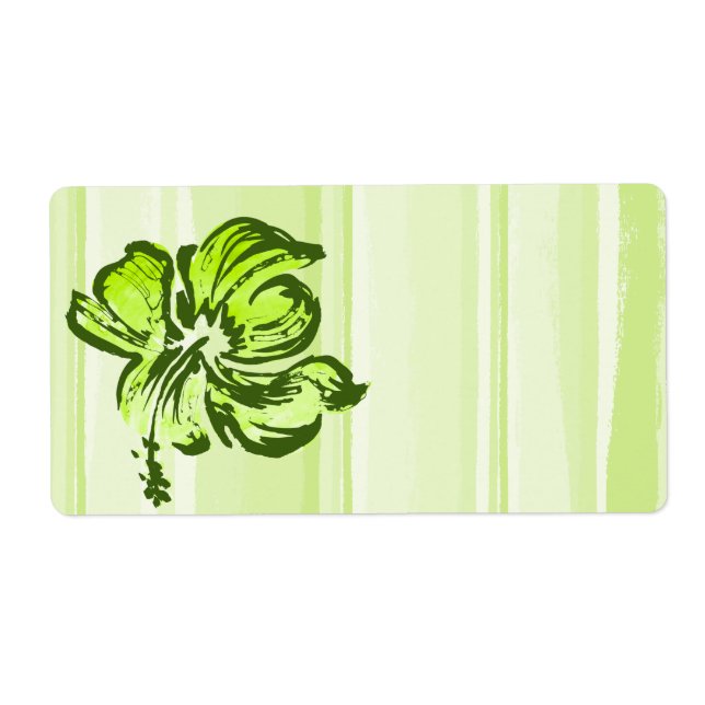 Etiqueta Acuarela Hibiscus Hawai Tropical (Frente)