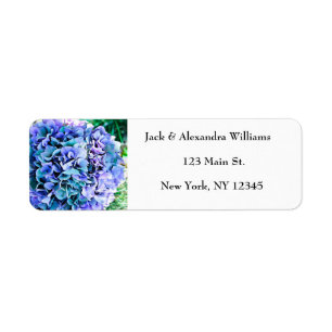 Etiqueta Acuarela Hydrangea Blue Floral Return address