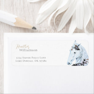 Etiqueta Acuarela Majestuosa Joya Embellished Caballo Blanc
