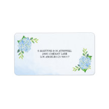 Acuarela moderna Hidrangea Azul Boda RSVP