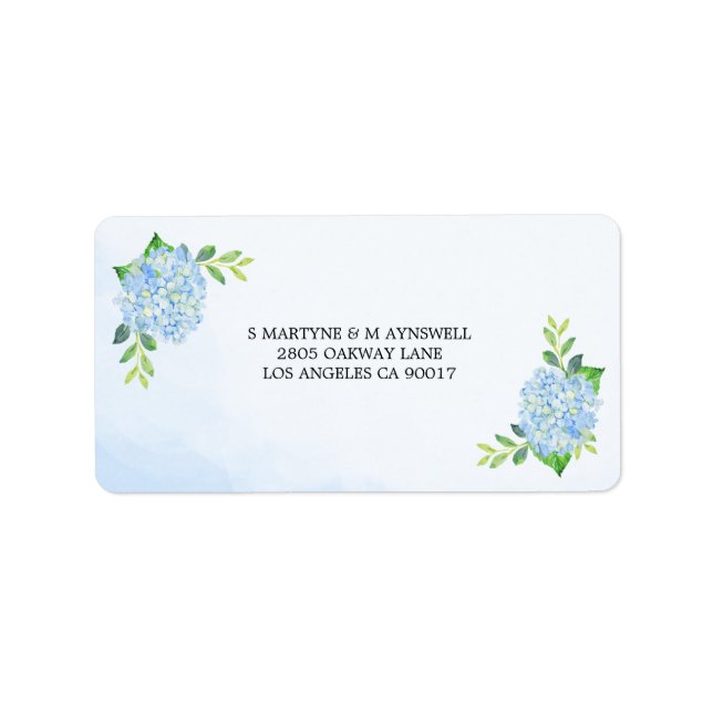 Etiqueta Acuarela moderna Hidrangea Azul Boda RSVP (Frente)