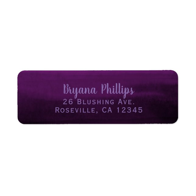 Etiqueta Acuarela moderna Ombre del ciruelo púrpura (Frente)