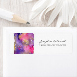 Etiqueta Acuarela morada y dorada de moda