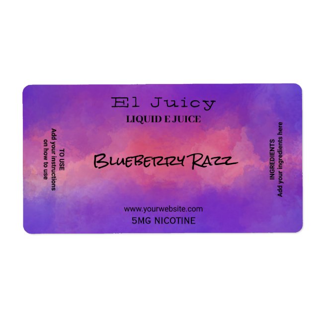 Etiqueta Acuarela Nicotine Vape E Juice Labs (Frente)
