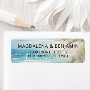 Etiqueta Acuarela Océano en la boda de la playa