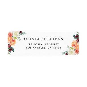 Etiqueta Acuarela Otoño Blooms Floral Bouquet