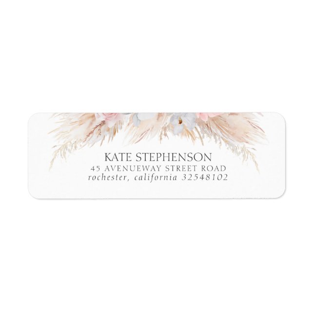 Etiqueta Acuarela Pampas Grass White Orchids (Frente)