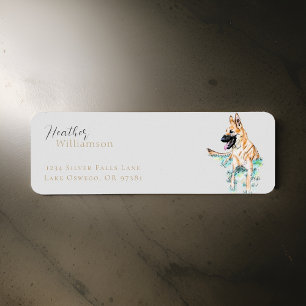 Etiqueta Acuarela Pastor Alemán Malinois Perro